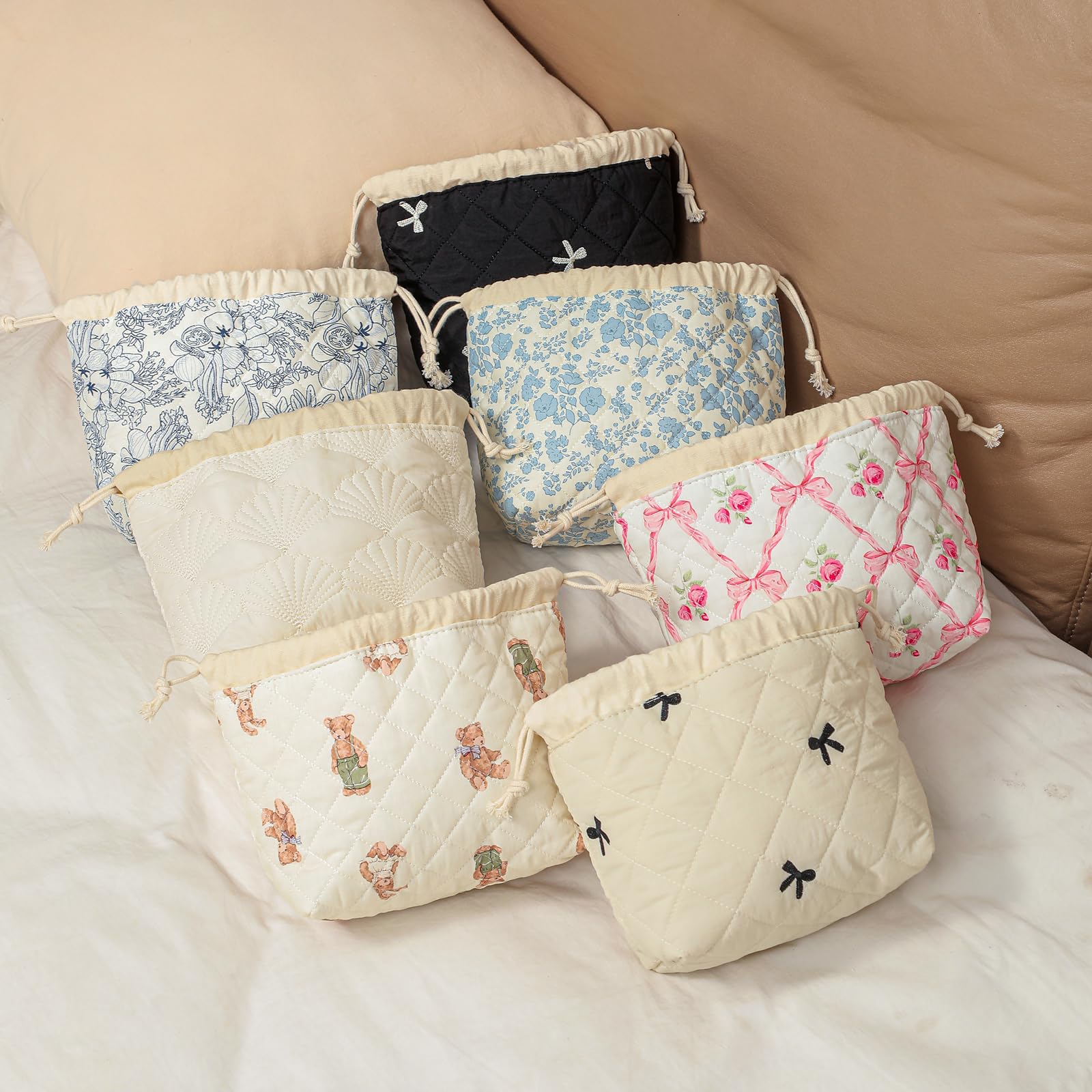 uekeboag floral quilted pattern closeup emphasizes stylish Coquette aesthetic.