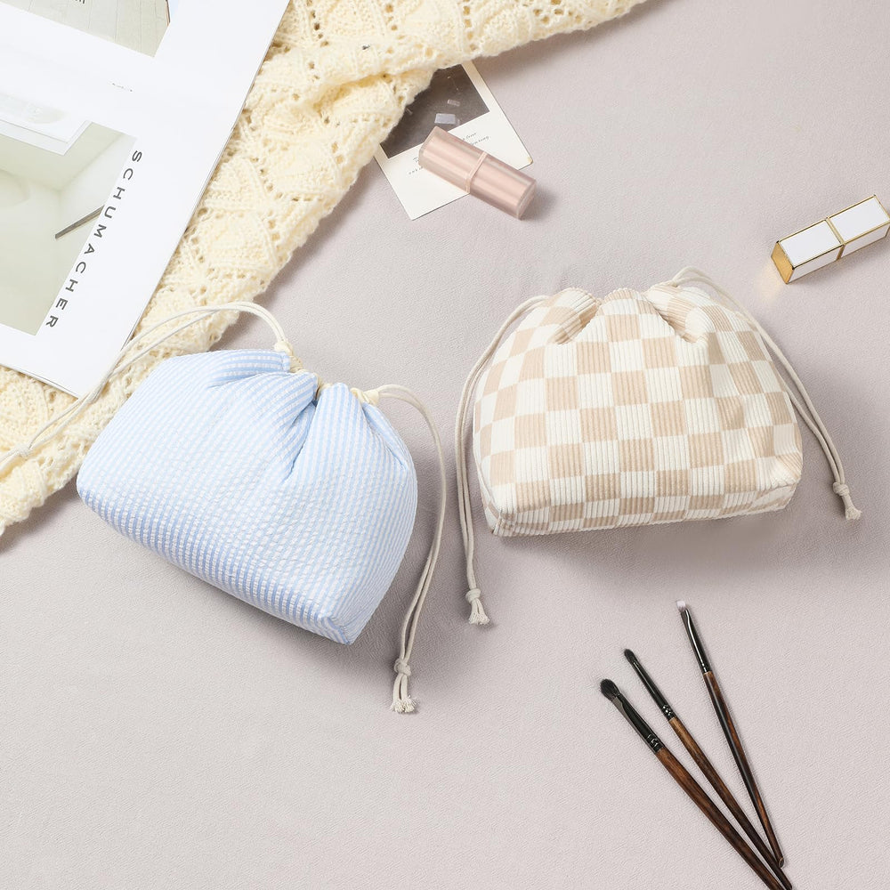 uekeboag gift-ready makeup bag beige checker ready for gifting to friends or family