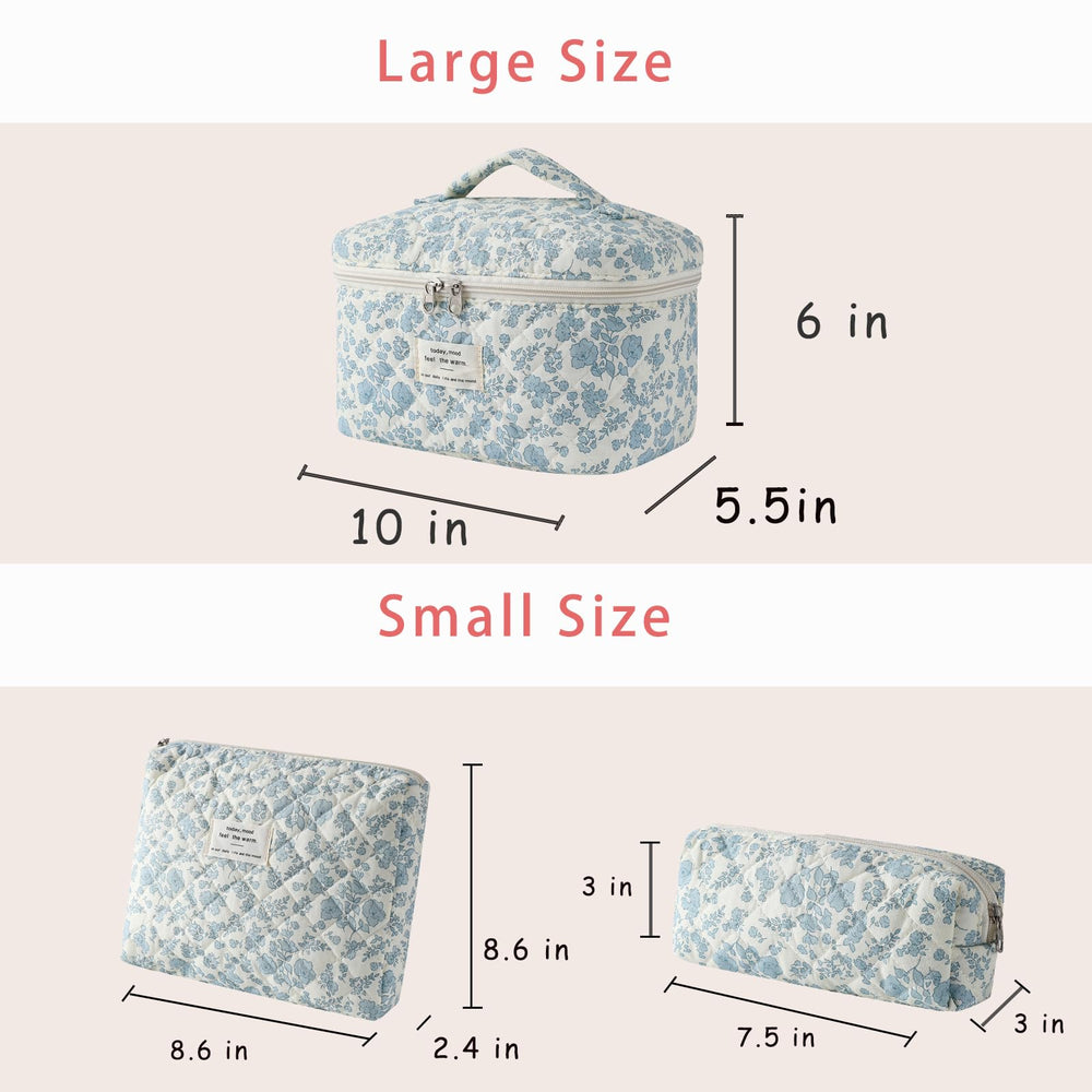 uekeboag medium quilted cosmetic bag light blue perfect for daily essentials and brushes.
