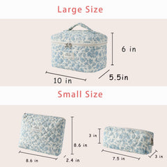uekeboag medium quilted cosmetic bag light blue perfect for daily essentials and brushes.
