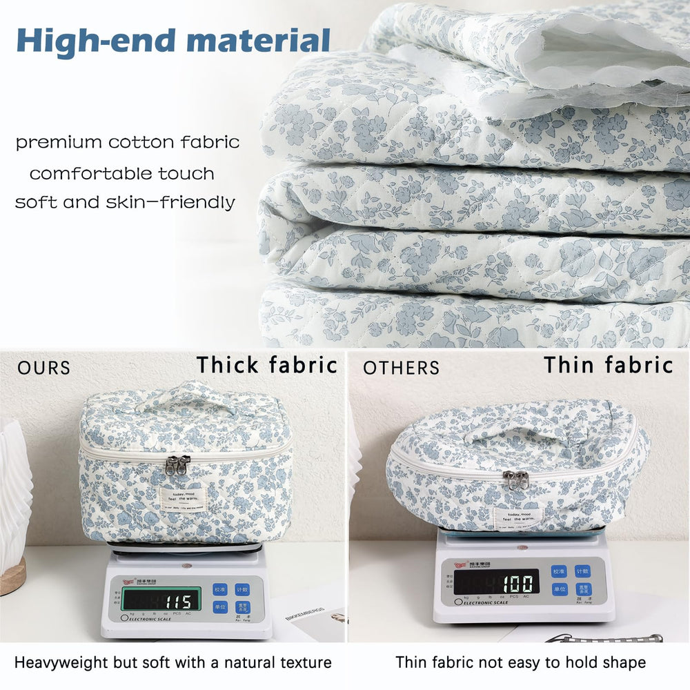 uekeboag small quilted makeup bag light blue great for lip products and stationery.