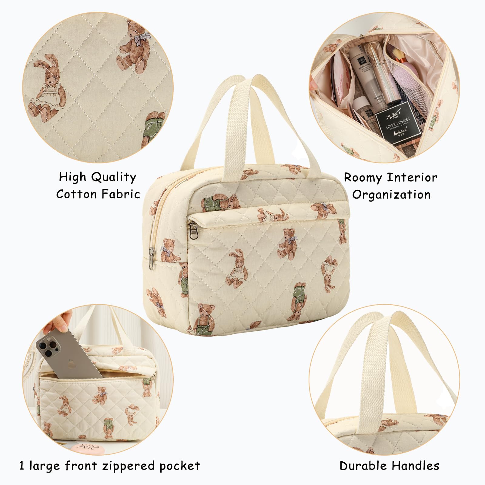 uekeboag travel cosmetic bag with top handle for easy carrying