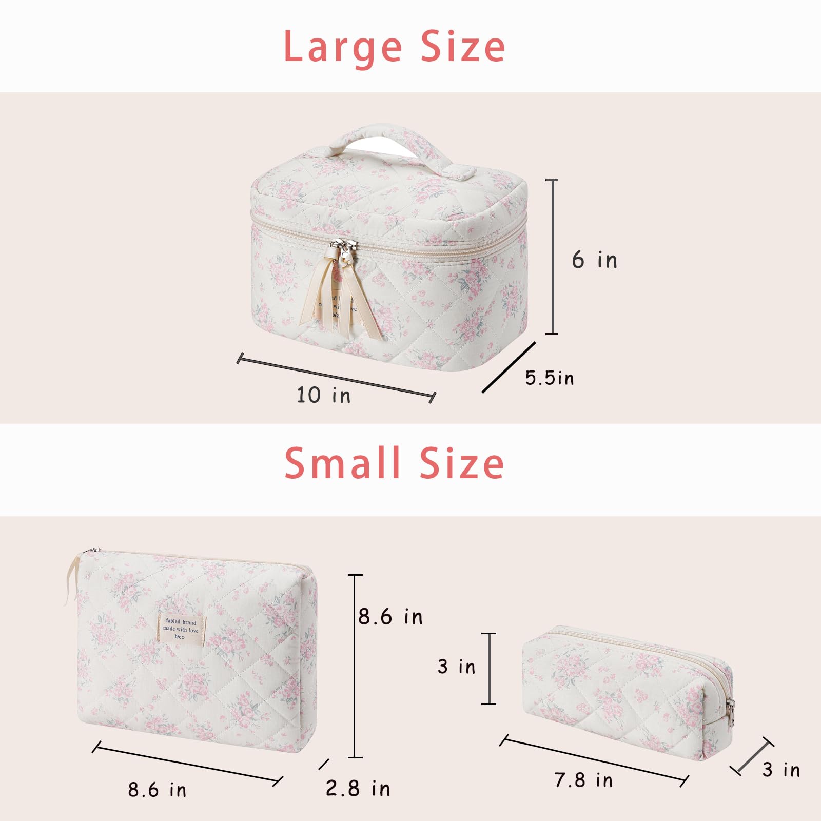 uekeboag travel quilted makeup bag medium floral pinkrose keeps daily essentials neatly accessible