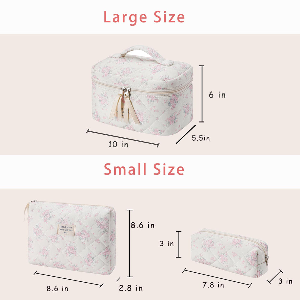 uekeboag travel quilted makeup bag medium floral pinkrose keeps daily essentials neatly accessible