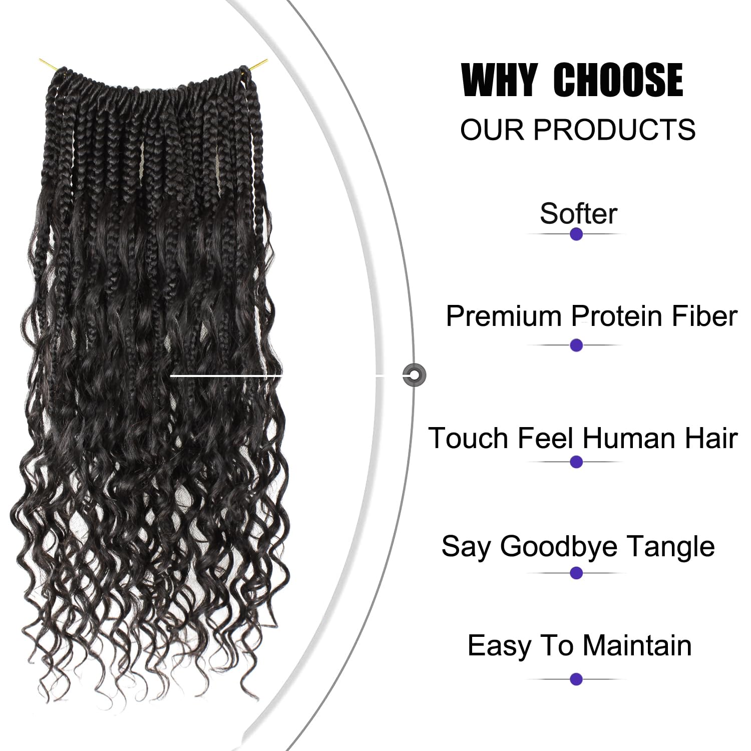 UENOKIPS Goddess Box Braids 14in curly-ends for boho styling