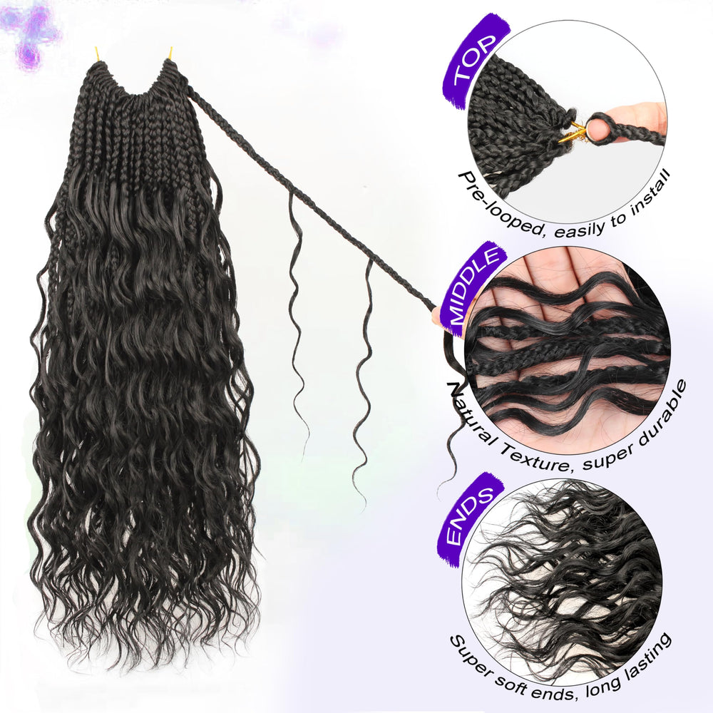 UENOKIPS Goddess Box Braids 14in protein fiber reduces frizz and tangling