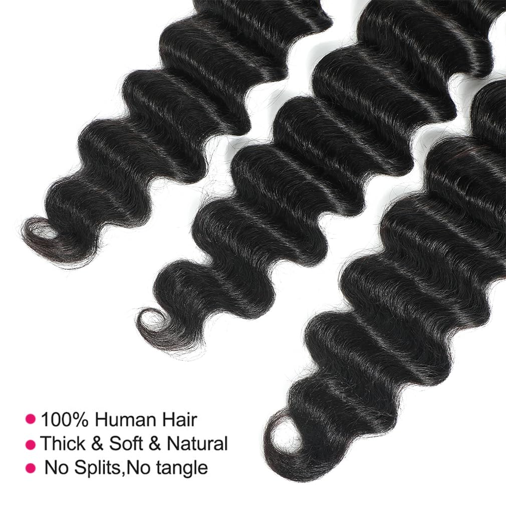 Uesoels human hair bundles 24in loose deep wave for long-lasting curl