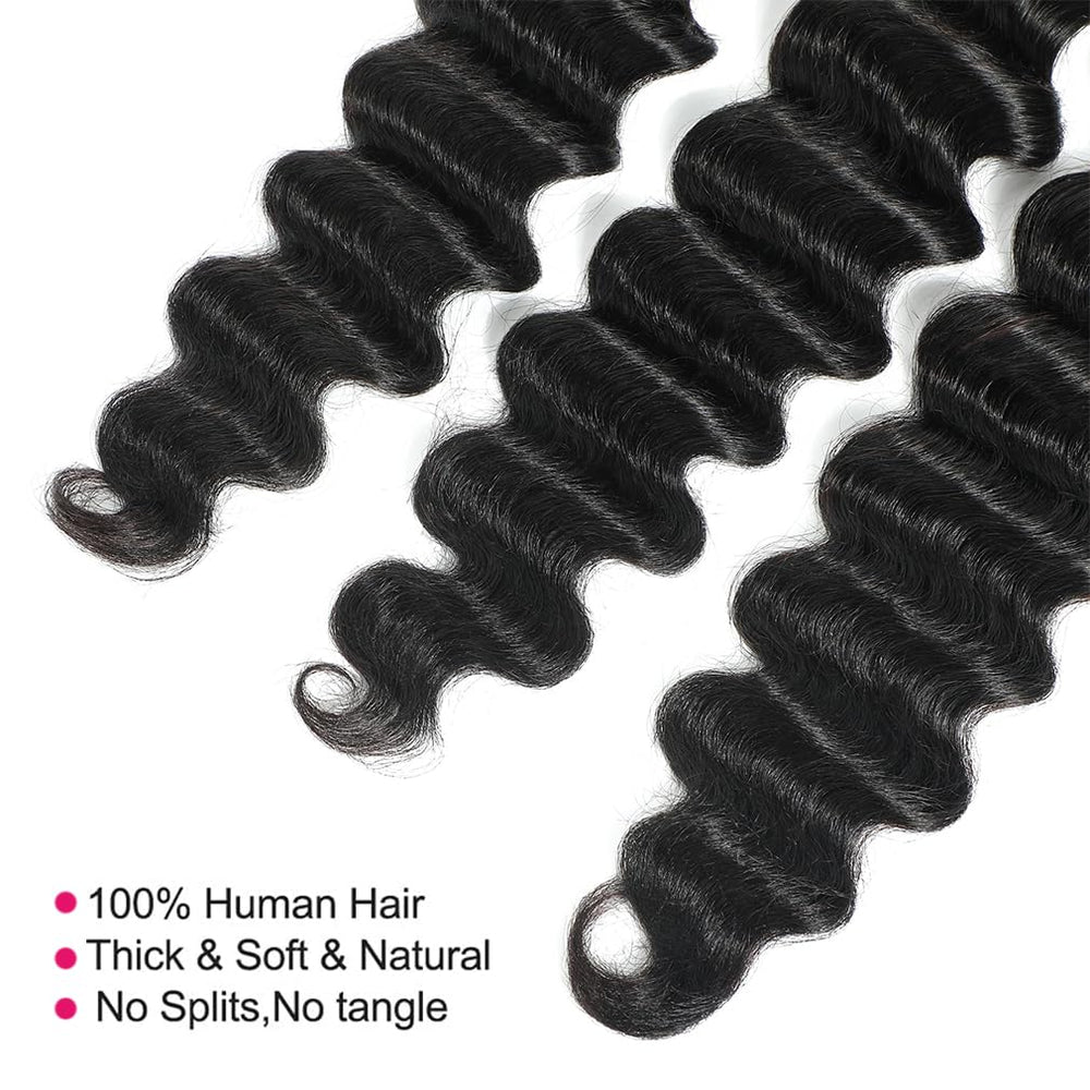 Uesoels human hair bundles 24in loose deep wave for long-lasting curl