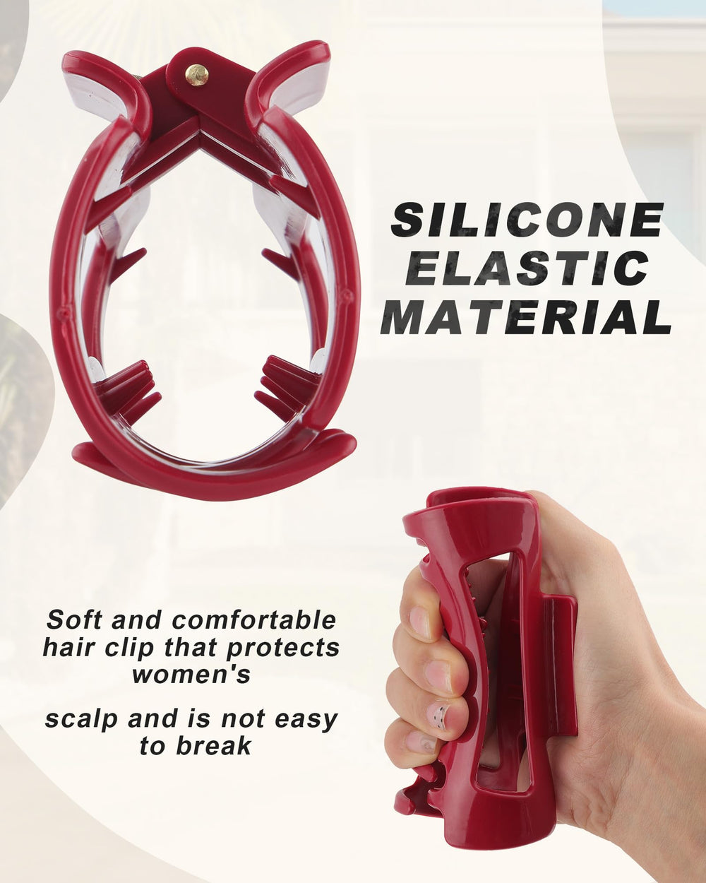 Ufgin silicone hair clip in black provides gentle restraint without pulling, ideal for all-day wear.