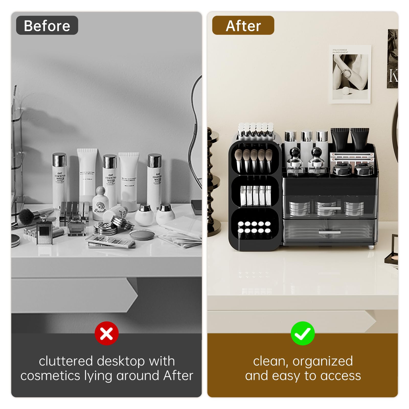 UFORU makeup organizer all-in-one design ships ready to use on arrival.