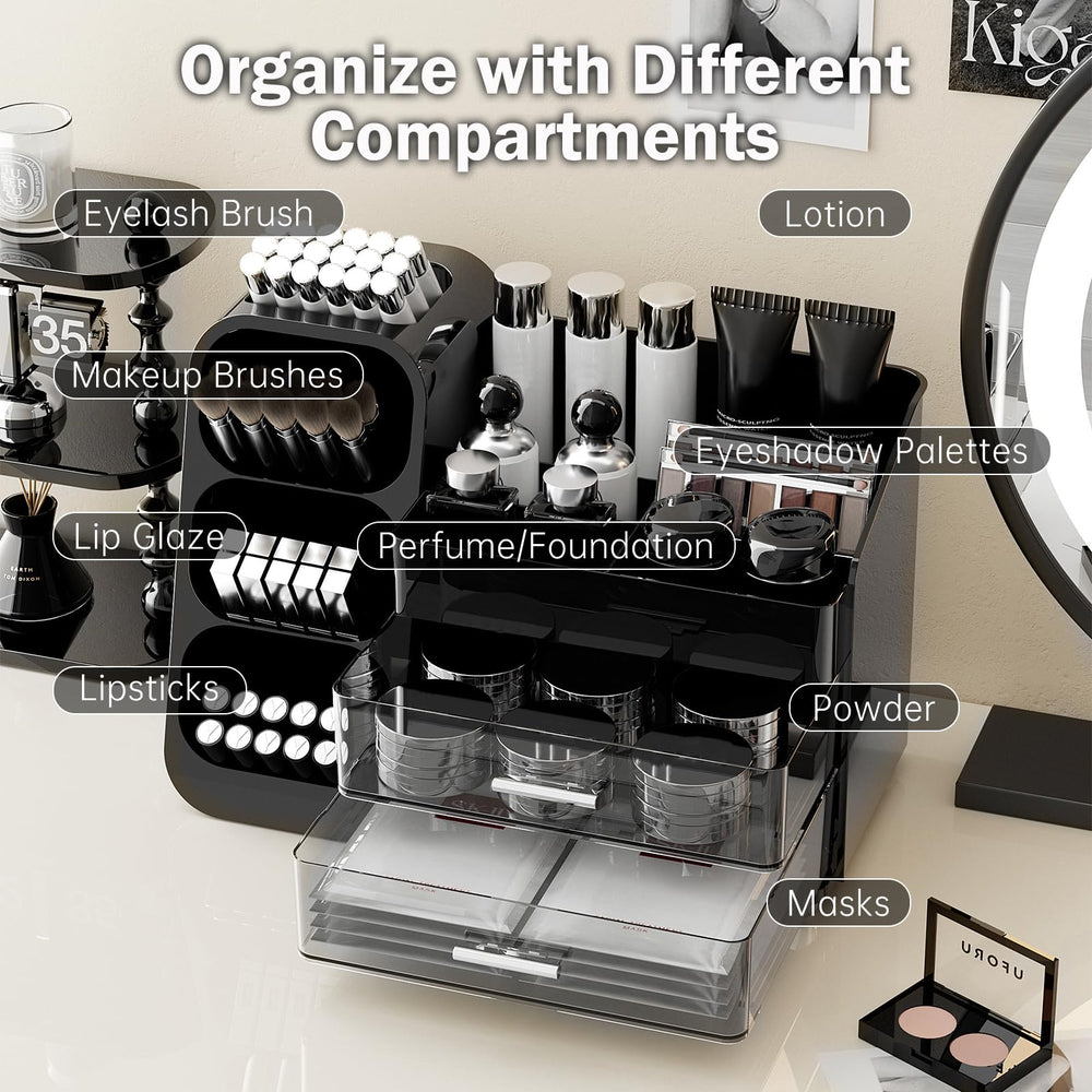 UFORU makeup organizer metallic drawer handles add a touch of elegance.