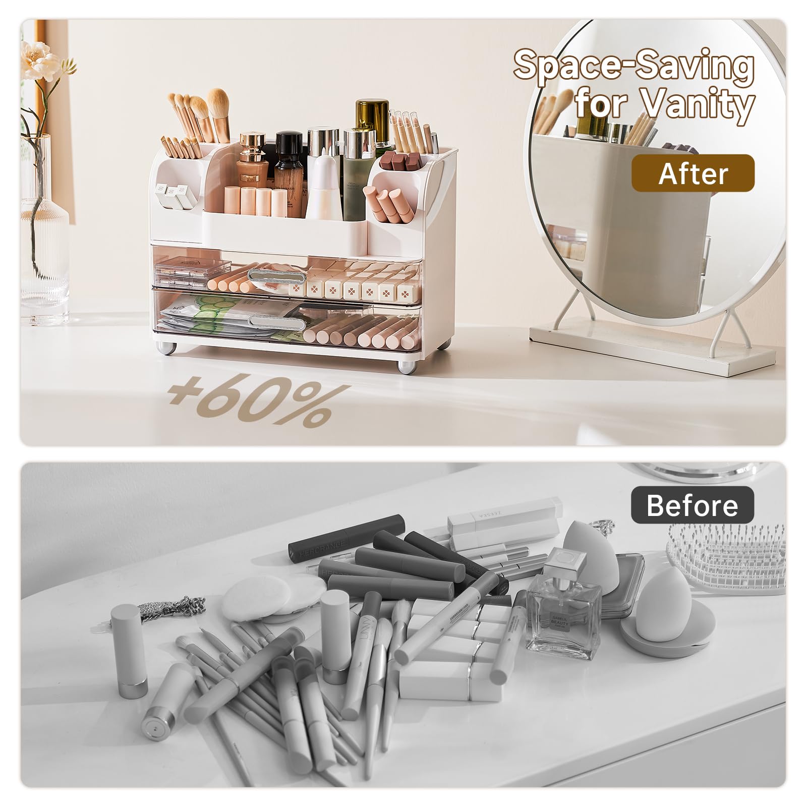 UFORU makeup organizer multi-purpose storage fits cosmetics and desk supplies.