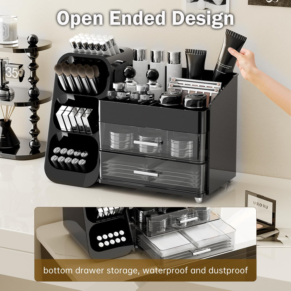 UFORU makeup organizer rounded edges promote safe handling on vanity.
