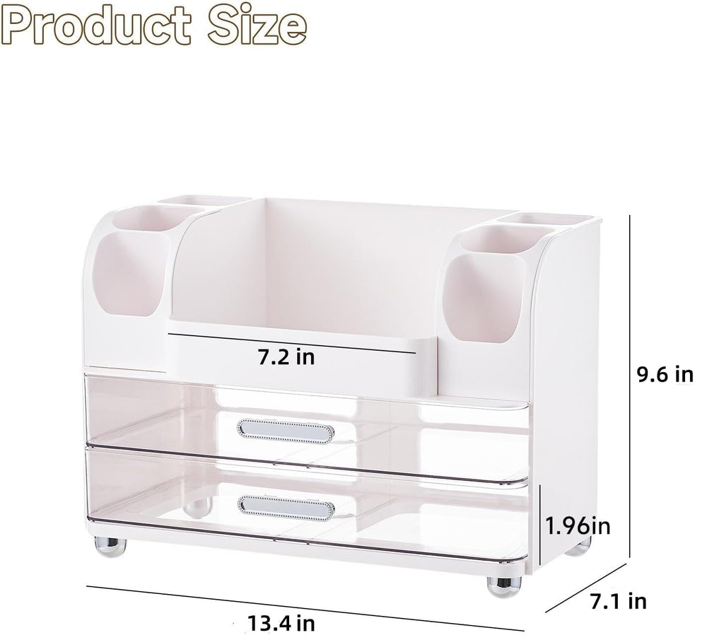 UFORU makeup organizer top storage surface holds skincare and palettes.