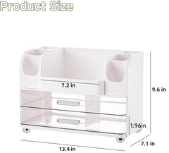 UFORU makeup organizer top storage surface holds skincare and palettes.