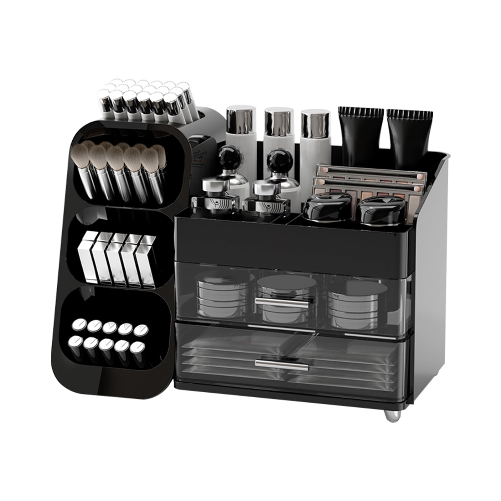 UFORU makeup organizer vanity compartments keeps cosmetics neatly separated for quick access.