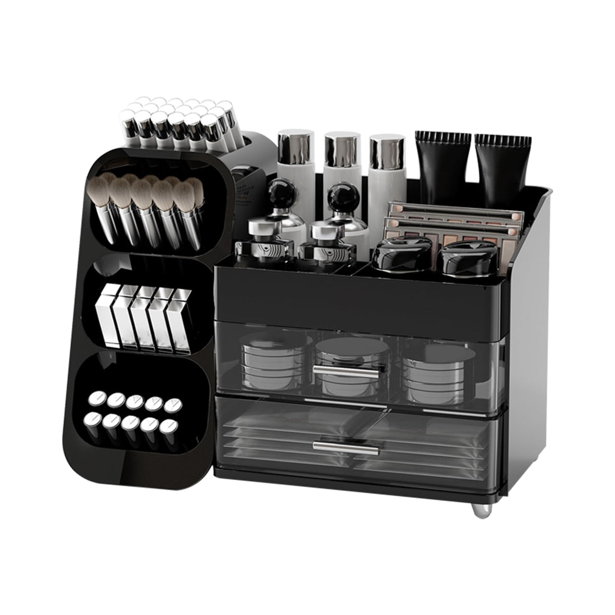 UFORU makeup organizer vanity compartments keeps cosmetics neatly separated for quick access.