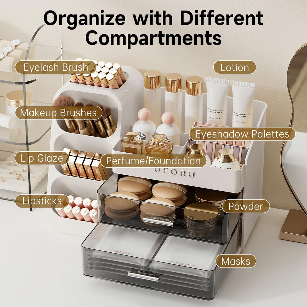 UFORU vanity storage compact fits on most counters without crowding