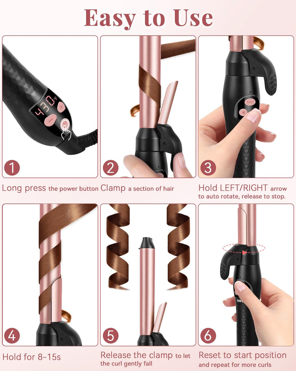 Ufree 1-inch ceramic barrel in action delivering even heat for frizz control and shine.