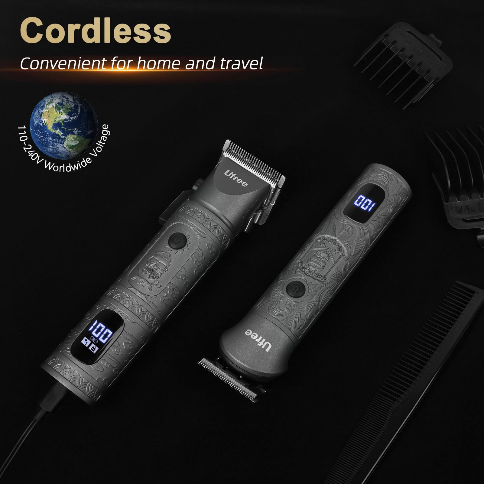 Ufree 22mm guide combs for versatile styling options and lengths.