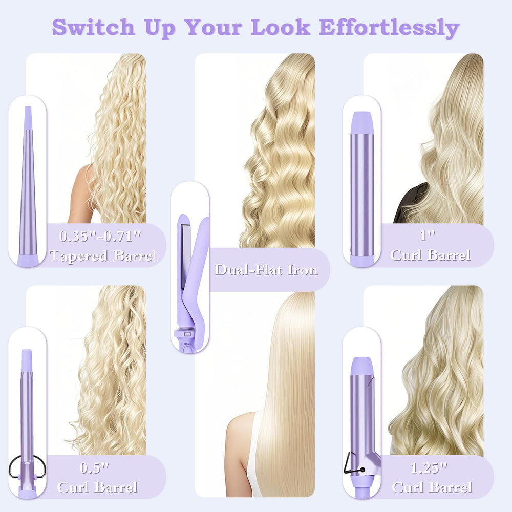 Ufree 5-in-1 curling iron set clip barrel 0.5 inch for precise curls