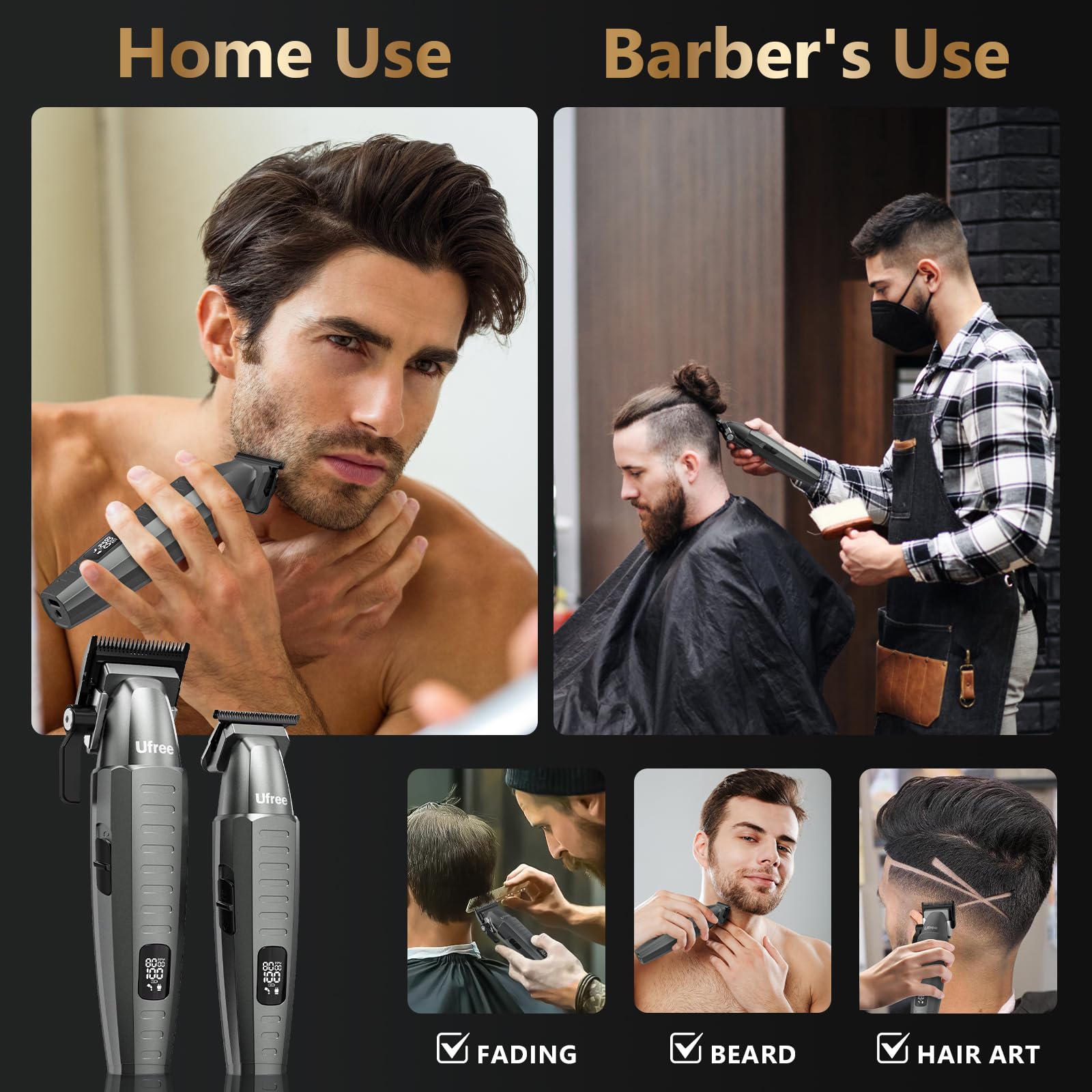 Ufree 8-beard-trimmer attachments and beard combs enabling diverse styling options