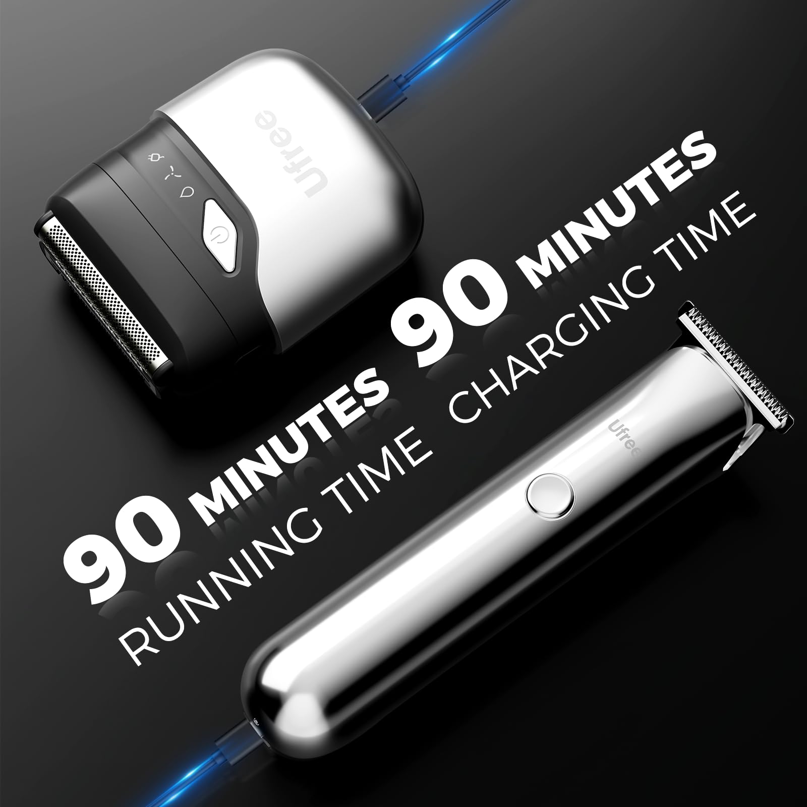 Ufree barber-grade titanium blades provide clean cuts with reduced snagging.