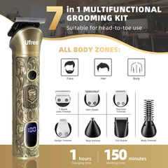 Ufree Beard Trimmer showing seven heads for versatile styling options.