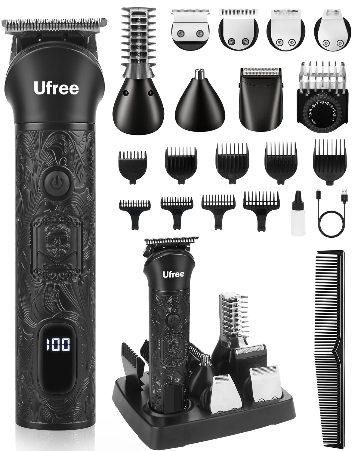 Ufree beard trimmer with metal body for durable, premium grooming