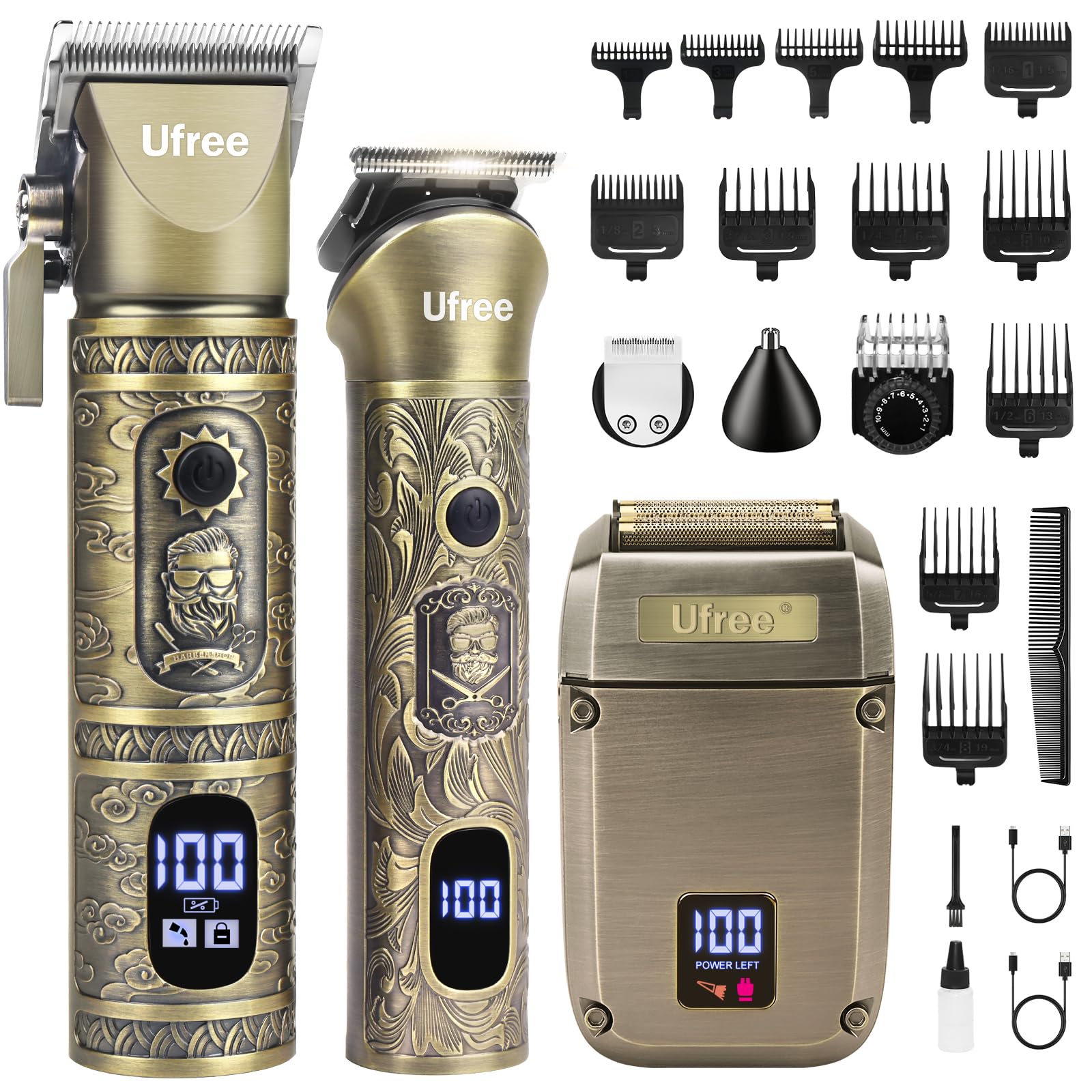 Ufree beard trimmer with metal body for precise grooming on the go.