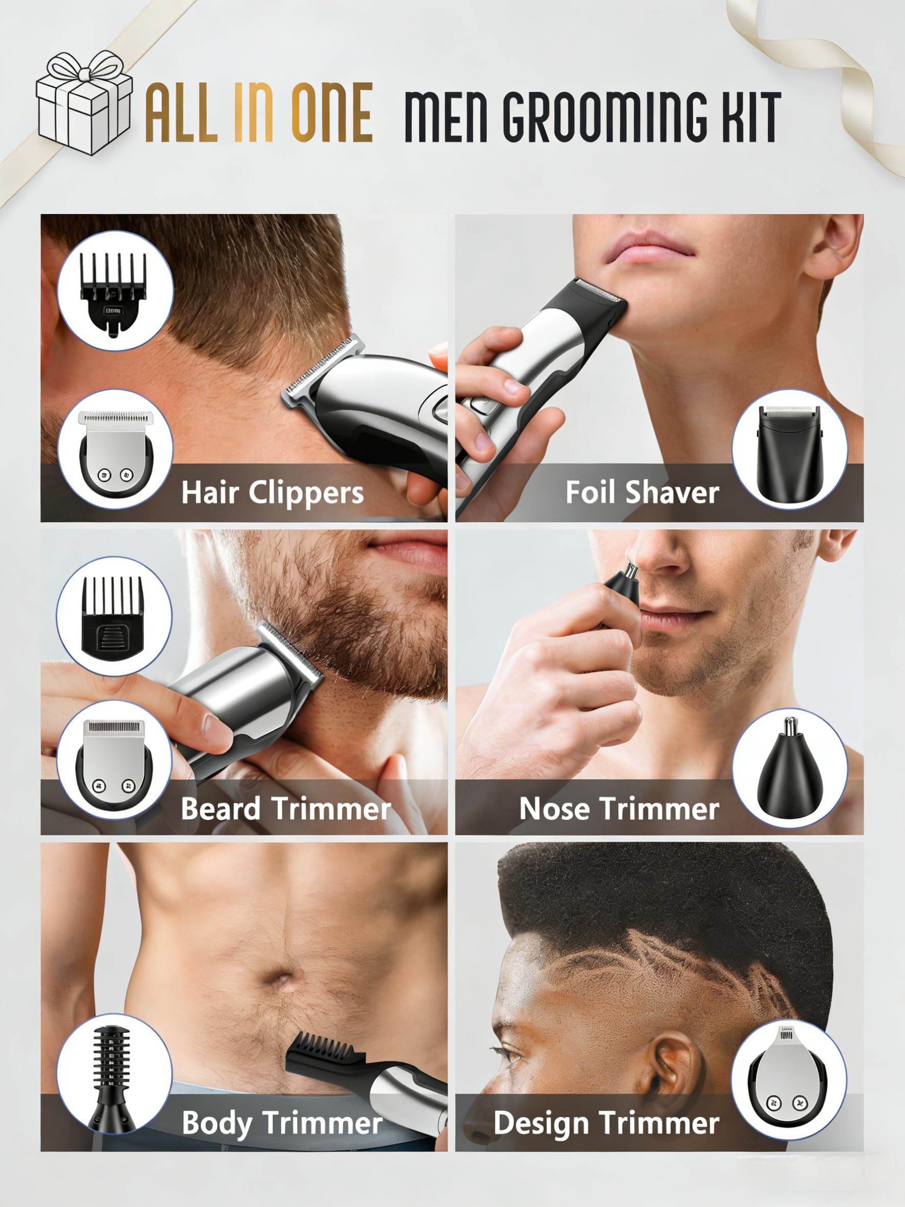 Ufree beard trimmer nose-hair closeup shows safe nose trimming.