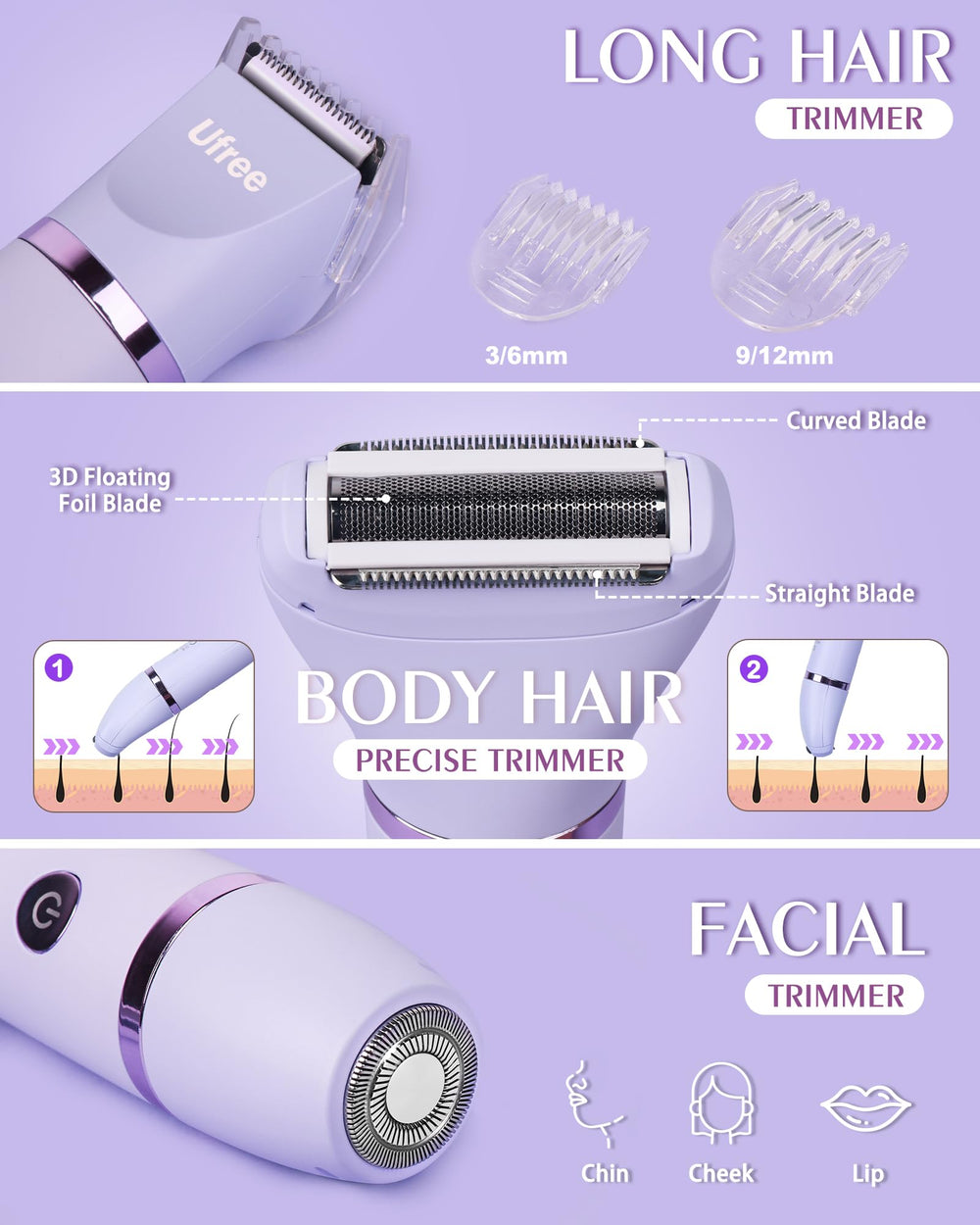 Ufree bikini trimmer head for hair grooming delivers precise control