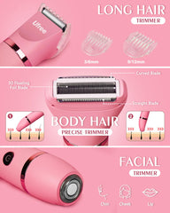 Ufree Bikini Trimmer Rose Red heads close-up for precise trimming options.