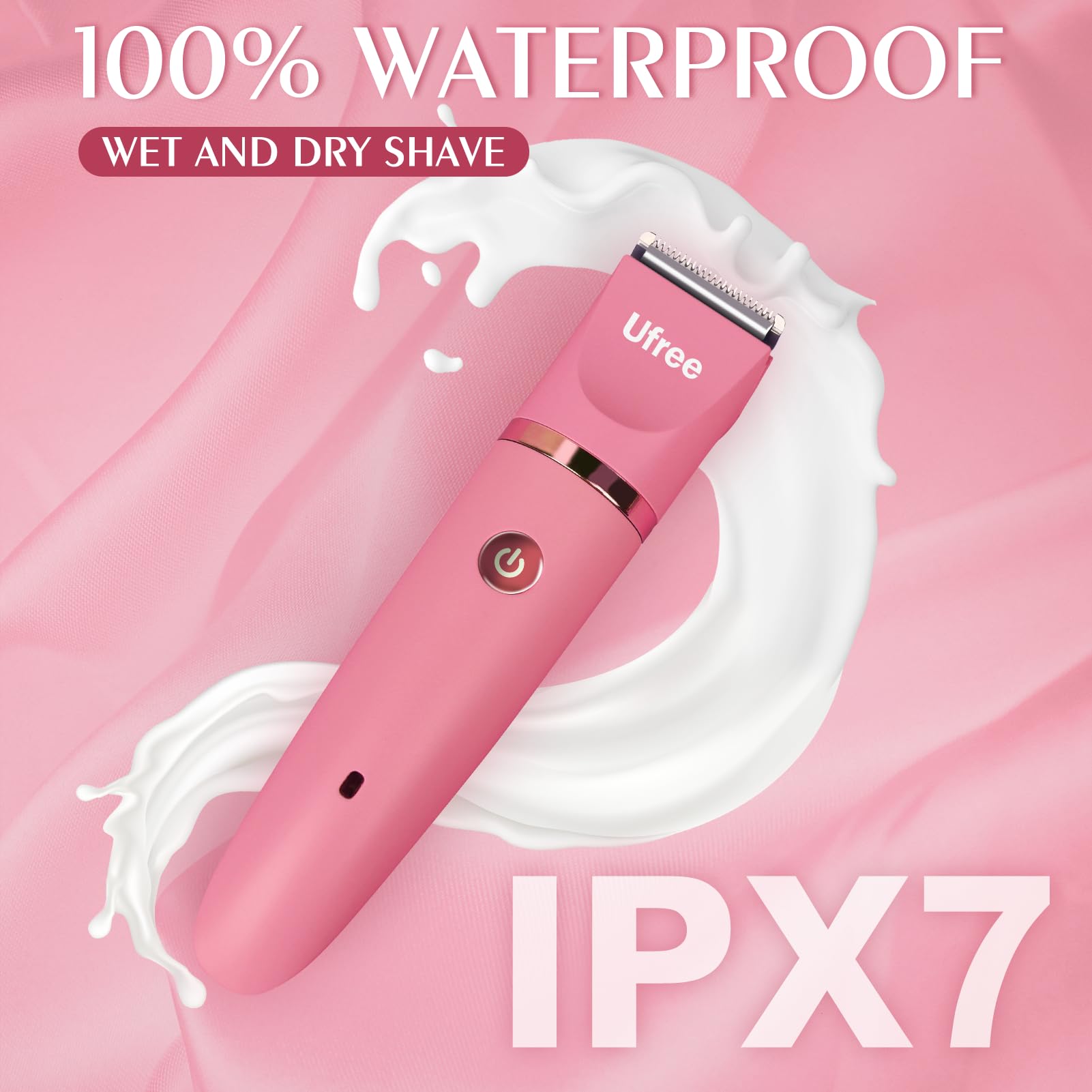 Ufree Bikini Trimmer Rose Red waterproof design suitable for in-shower grooming.