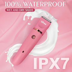 Ufree Bikini Trimmer Rose Red waterproof design suitable for in-shower grooming.