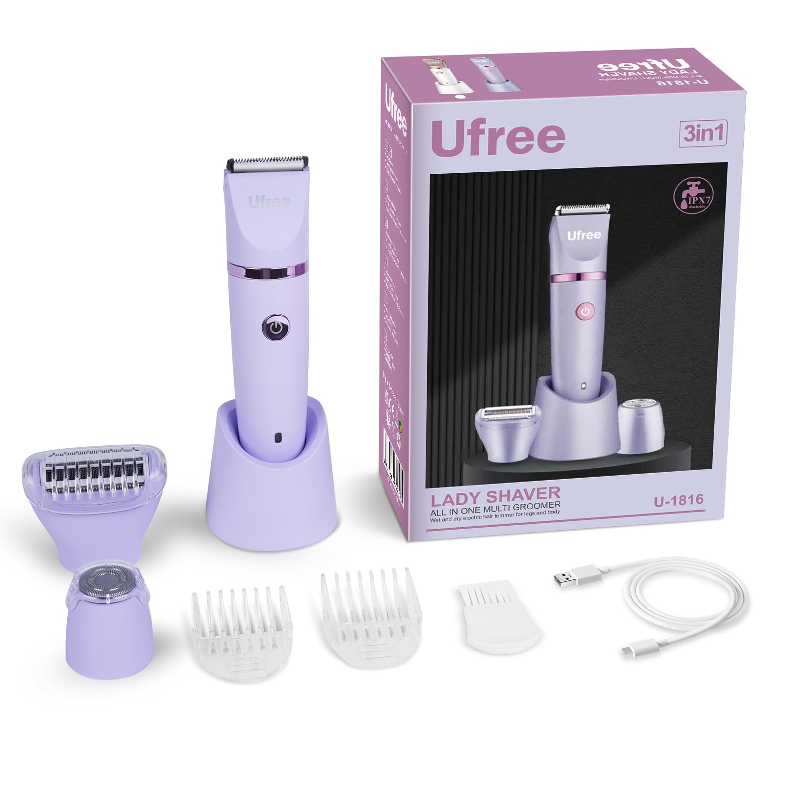 Ufree bikini trimmer wireless cordless design for home or travel grooming