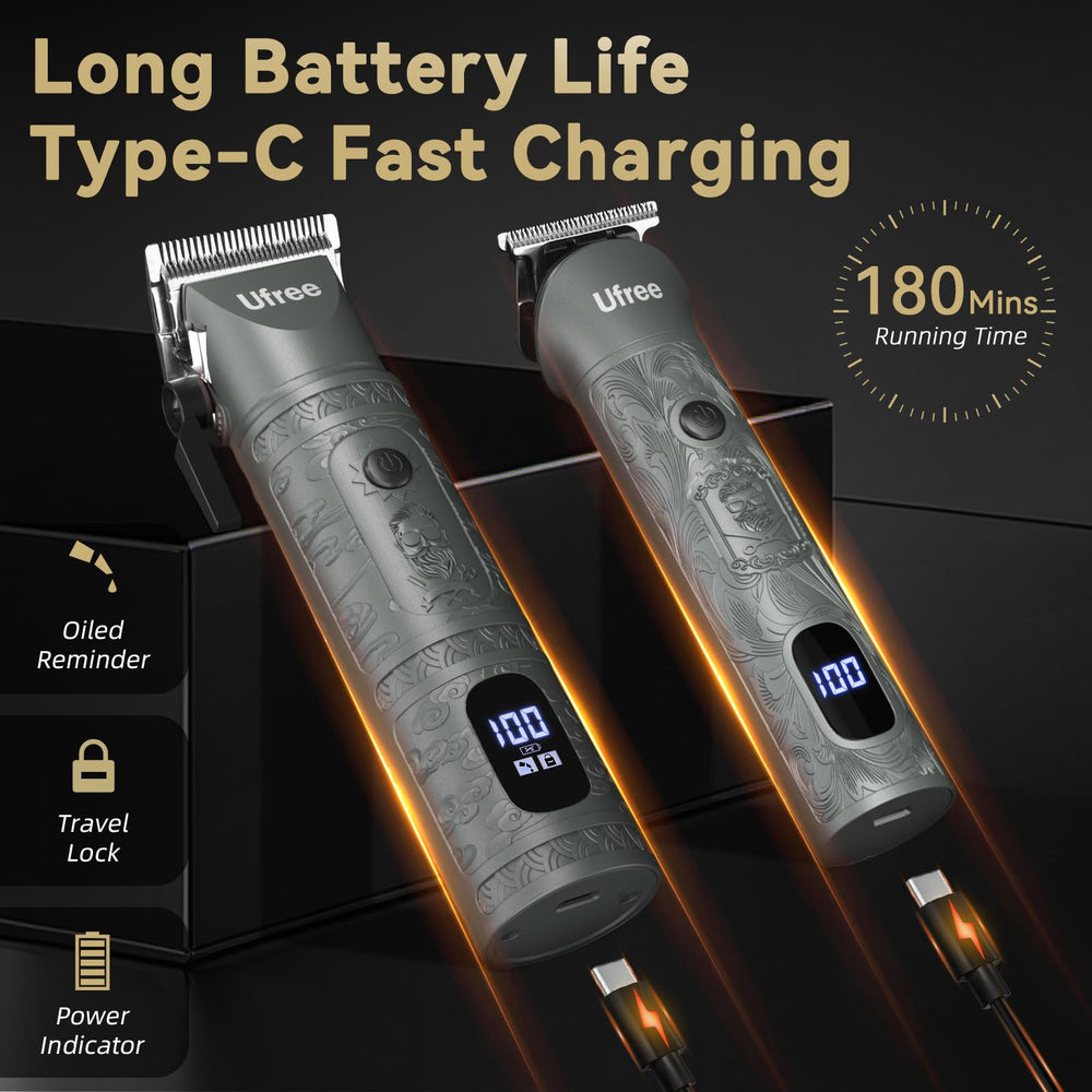 Ufree cordless trimmer charging via Type-C for quick power on the go.