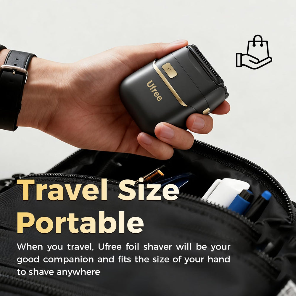 Ufree shaver accessories include replacement head and travel pouch for on-the-go maintenance.