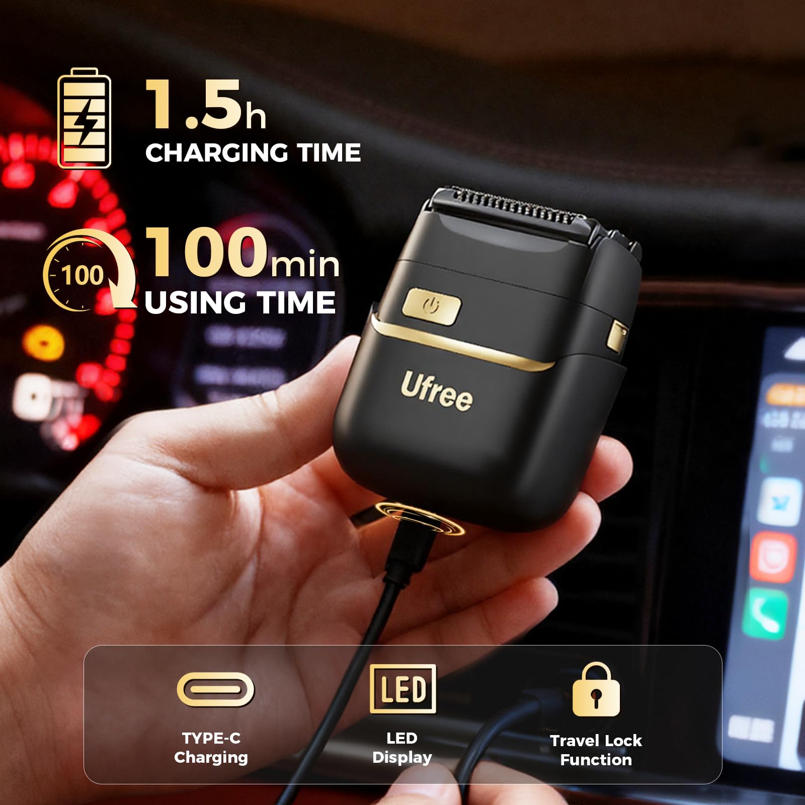 Ufree shaver USB-C charging allows fast power on the go.