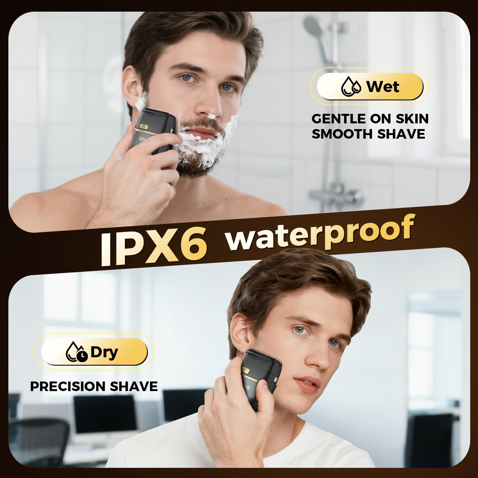 Ufree shaver wet-dry capability supports both shower-skin and dry morning routines.