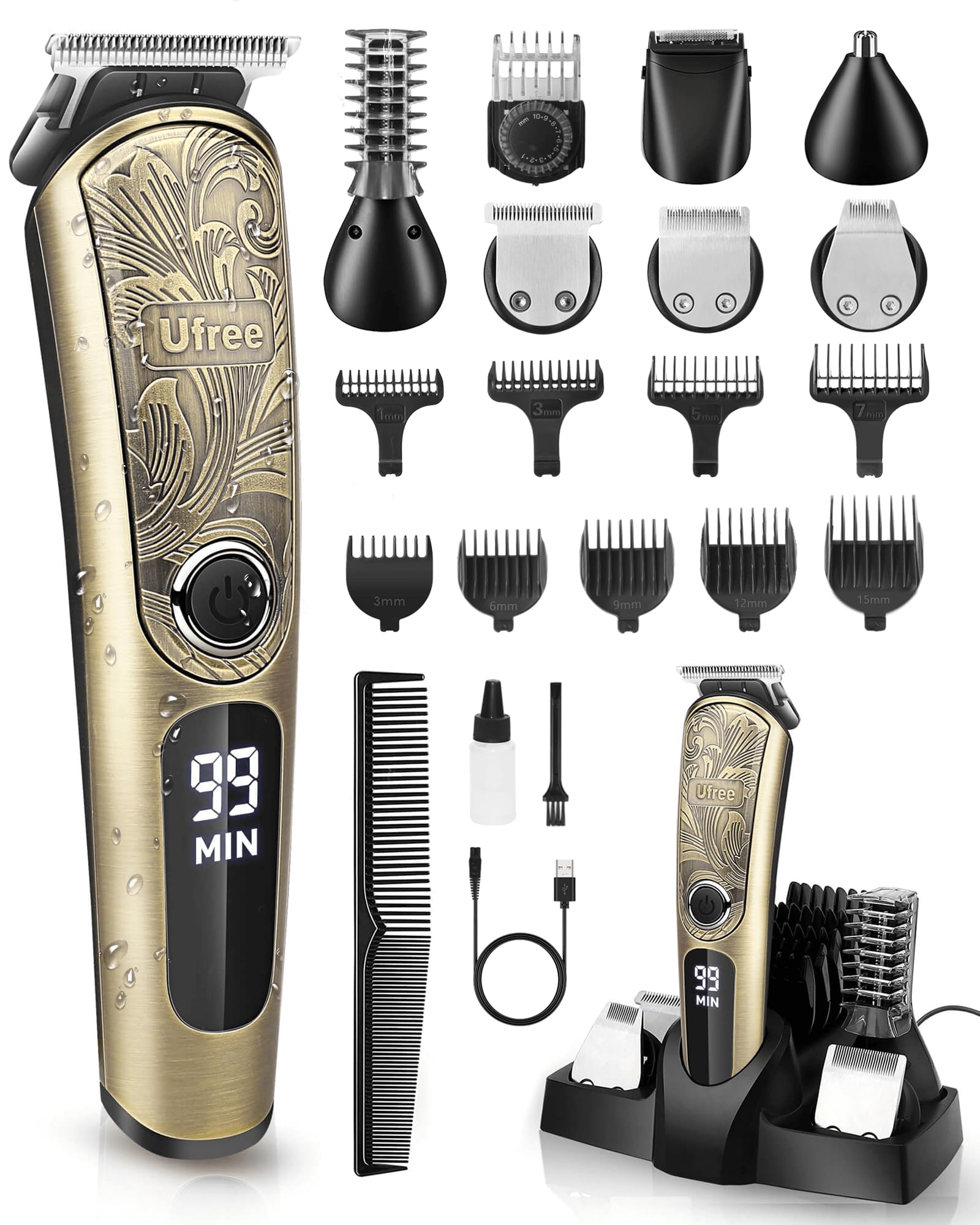 Ufree gifts men beard trimmer with charging stand - organized charging dock for travel.