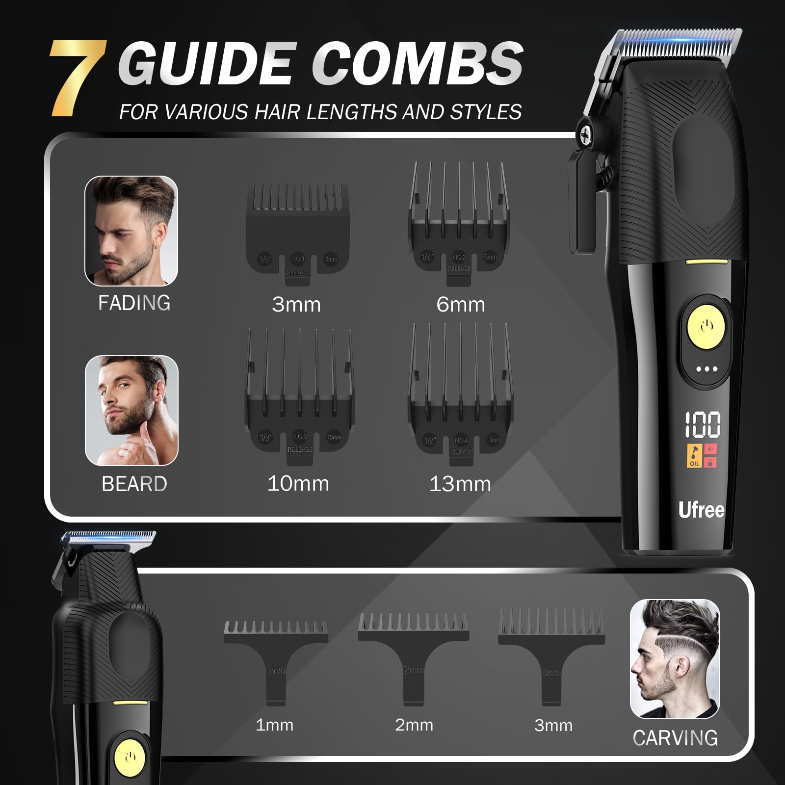 ufree hair clippers cordless design for quiet operation and flexible grooming