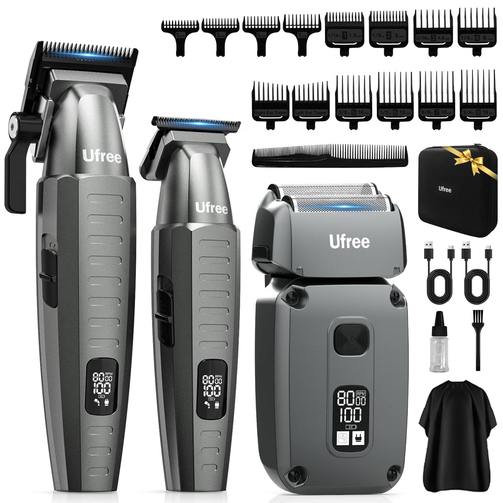 Ufree hair clippers professional kit hero showcases all-in-one grooming power for barbers and home users.