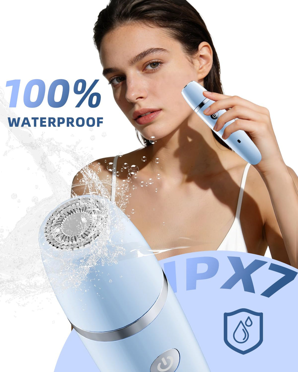 Ufree in-shower use showing waterproof design for easy rinsing and fast grooming