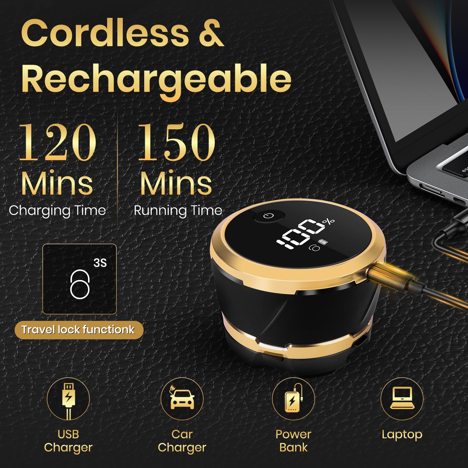 Ufree shaver LED display shows battery level for easy tracking