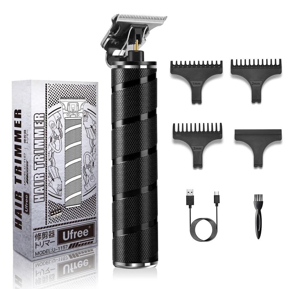 Ufree beard trimmer close-up showing zero-gap T-blade for precise grooming.