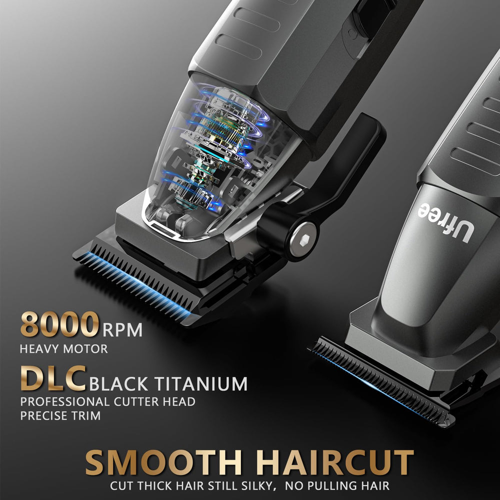 Ufree mens clippers with DLC cutting head showing precise at-home cutting for thick hair