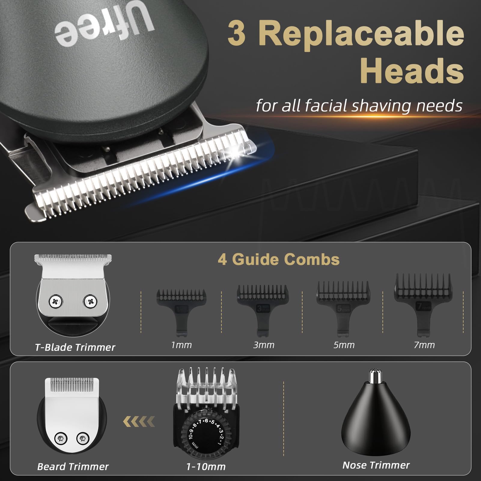 Ufree nose and ear trimmer head for safe detail grooming.
