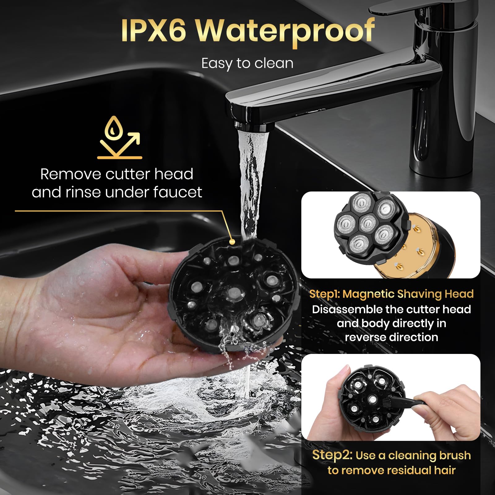 Ufree removable magnetic shaver head for quick cleaning