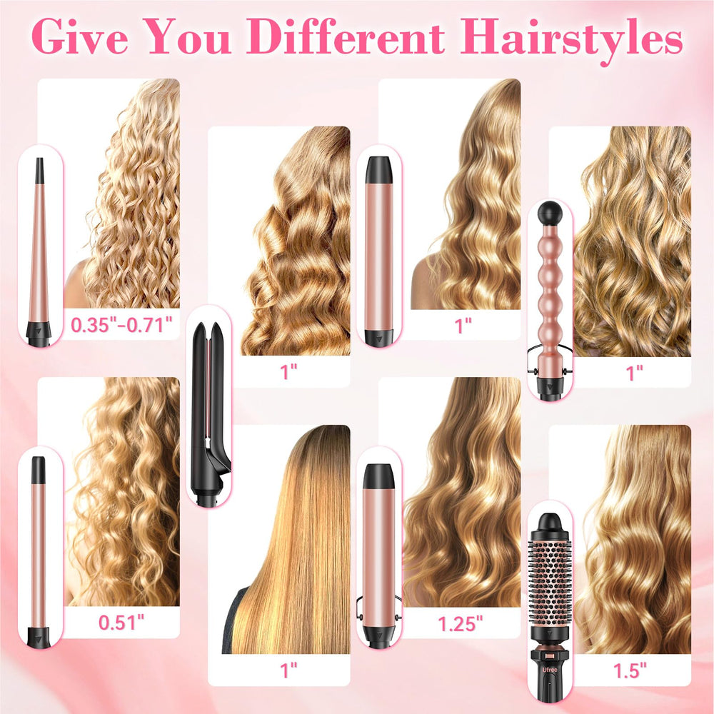 Ufree thermal brush close-up highlighting tourmaline coating for smoother curls.
